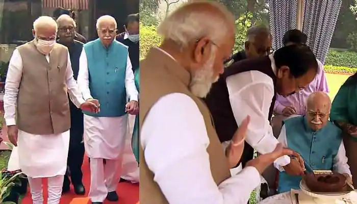 PM Modi and Union Home Minister Rajnath Singh Visit LK Advani On His 95th Birthday